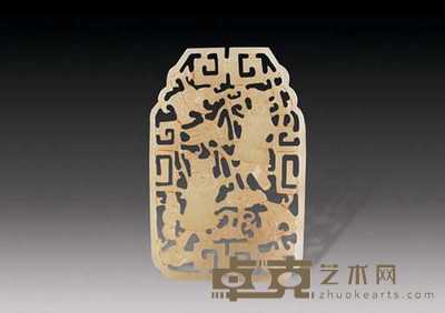 清 玉雕人物花片 高7.8cm